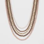 Blush And Mauve Pearl Beaded Layered Necklace - A New Day, Gold