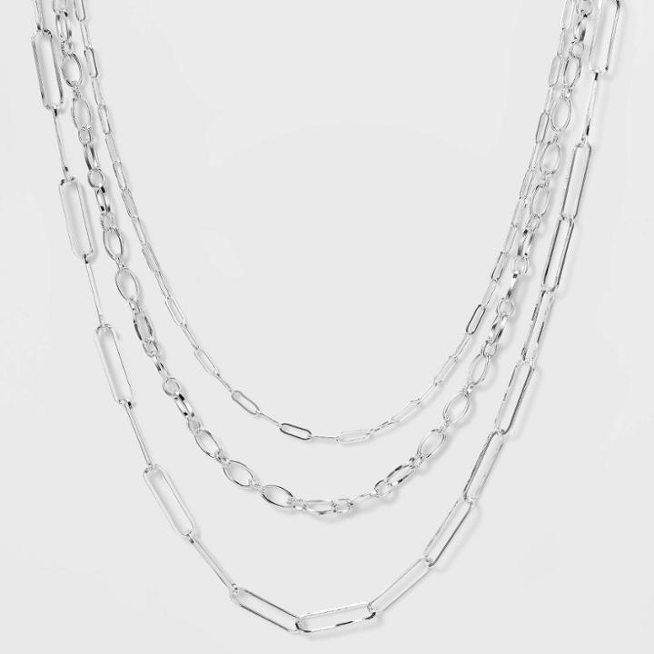 3 Row Paperclip Chain Necklace - A New Day