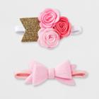 Baby Girls' 2pk Bow Headband Set - Cloud Island Pink,