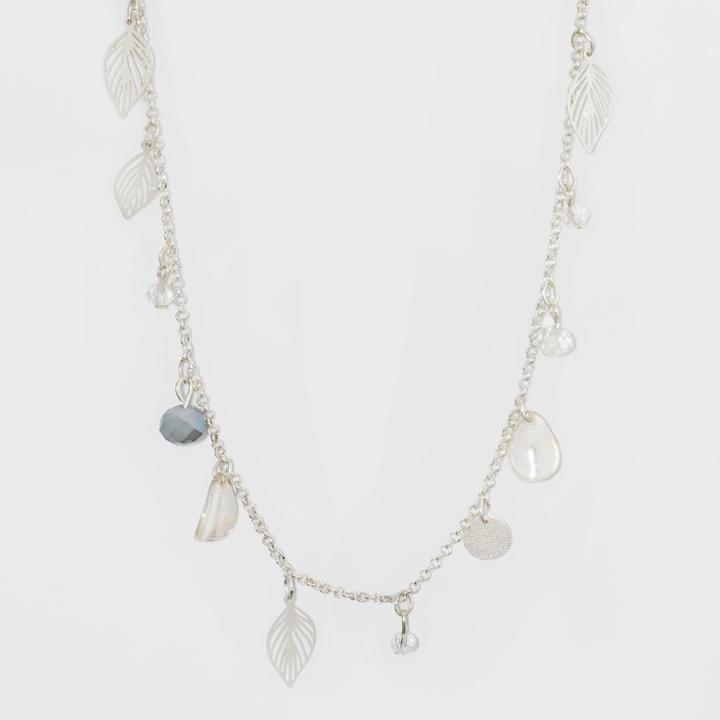 Glitzy, Leaves, And Coins Long Necklace - A New Day Blue/silver