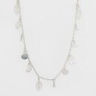 Glitzy, Leaves, And Coins Long Necklace - A New Day Blue/silver