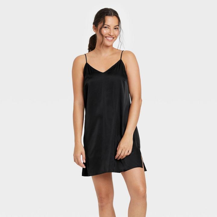 Women's Satin Nightgown - Stars Above Black