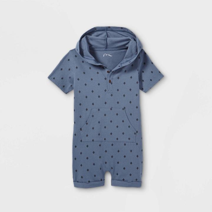 Toddler Boys' 'diamond' Hooded Short Sleeve Romper - Art Class Blue
