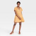 Women's Ikat Print Short Sleeve Shift Dress - Knox Rose Yellow