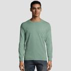 Hanes Men's Long Sleeve 1901 Garment Dyed Pocket T-shirt - Cypress