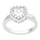 Journee Collection 2/5 Ct. T.w. Heart-cut Cubic Zirconia Heart Engagement Pave Set Ring In Sterling Silver - Silver,