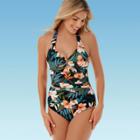 Women's Slimming Control Ring Front Halter One Piece Swimsuit - Dreamsuit By Miracle Brands 8, Women's,