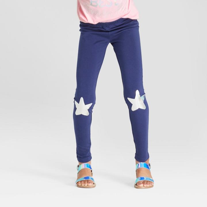 Girls' Foil Star Leggings - Cat & Jack Blue