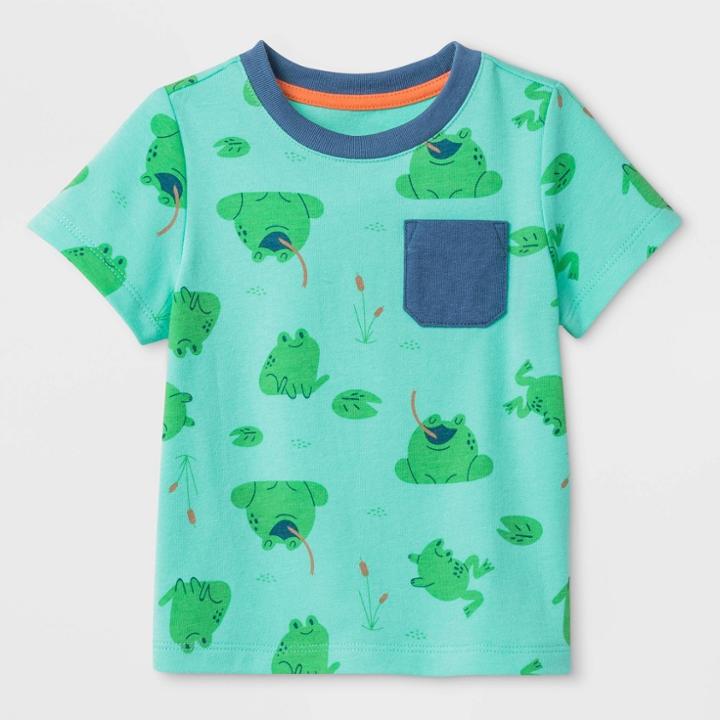 Petitebaby Boys' Short Sleeve Frog Print Pocket T - Shirt - Cat & Jack Green Newborn, Boy's,