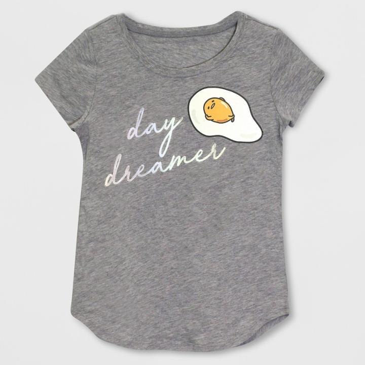 Sanrio Girls' Gudetama 'day Dreamer' Short Sleeve T-shirt - Heather Gray