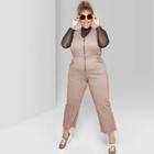 Women's Plus Size Plaid Sleeveless V-neck Zip Front Jumpsuit - Wild Fable Brown 2x, Women's,