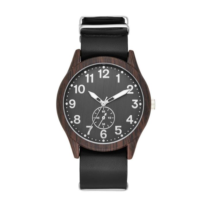 Men's Wood Finish Field Strap Watch - Goodfellow & Co Black