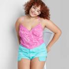 Women's Plus Size Lace Trim Satin Cami - Wild Fable Pink
