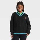 Houston White Adult Plus Size V-neck Tennis Pullover Sweater - Black