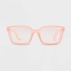 Women's Shiny Plastic Rectangle Blue Light Filtering Glasses - Universal Thread Rose Pink