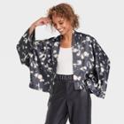 Women's Floral Print Short Duster - A New Day One Size, Black/ivory