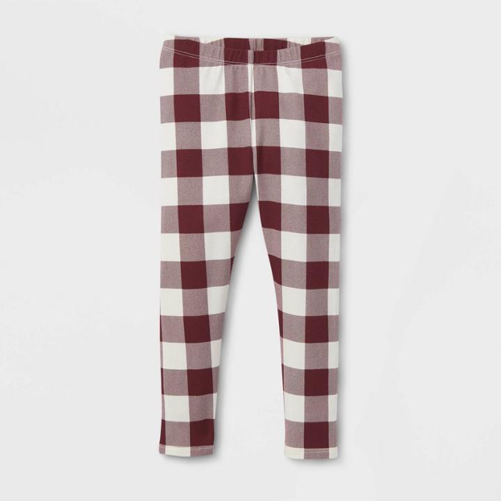 Toddler Girls' Buffalo Check Leggings - Cat & Jack Dark Red
