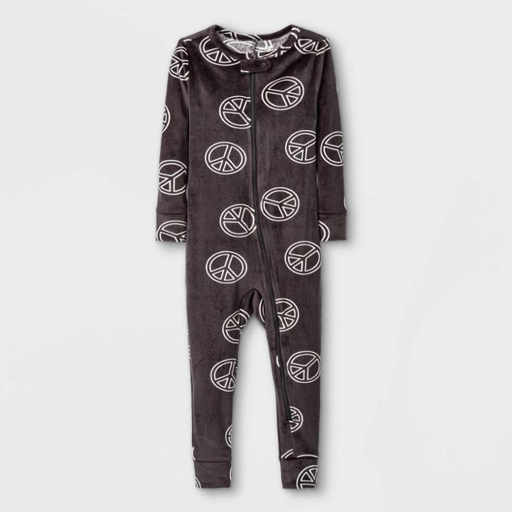 Toddler Peace Signs Footless Pajama Jumpsuit - Cat & Jack Black