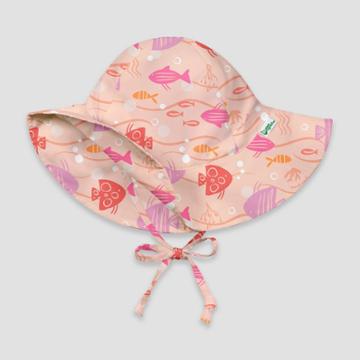 Green Sprouts Baby Girls' Fish Print Floppy Swim Hat - Coral
