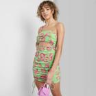 Women's Sleeveless Cut Out Ruched Front Bodycon Dress - Wild Fable Mint Green Floral