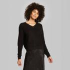 Women's Long Sleeve Crewneck Cropped Sweater - Wild Fable Black S, Women's,