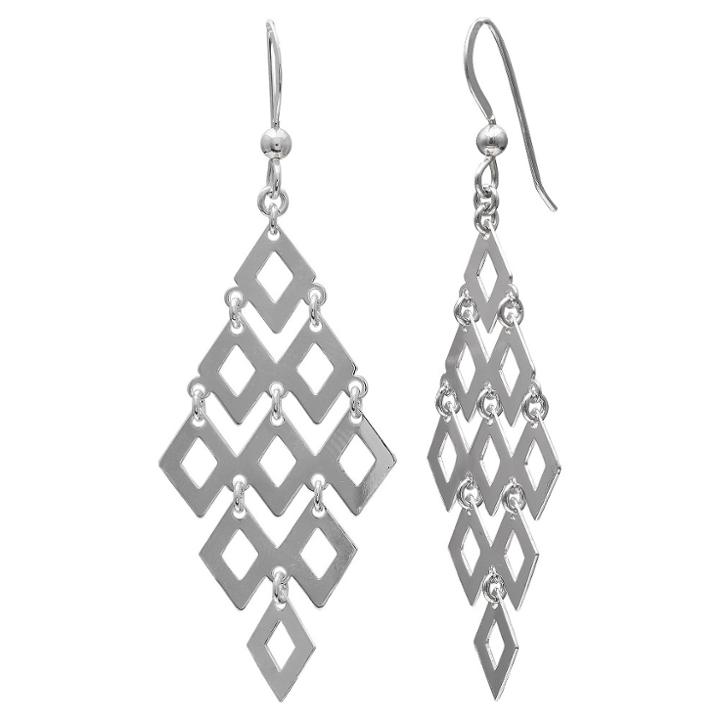 Treasure Lockets Graduated Kite Earrings In Sterling Silver -