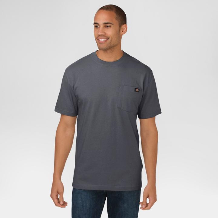 Dickies Men's Big & Tall Cotton Heavyweight Short Sleeve Pocket T-shirt- Charcoal (grey)