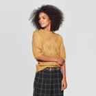 Women's Puff Elbow Sleeve Crewneck Pullover Sweater - Who What Wear Brown S, Women's,