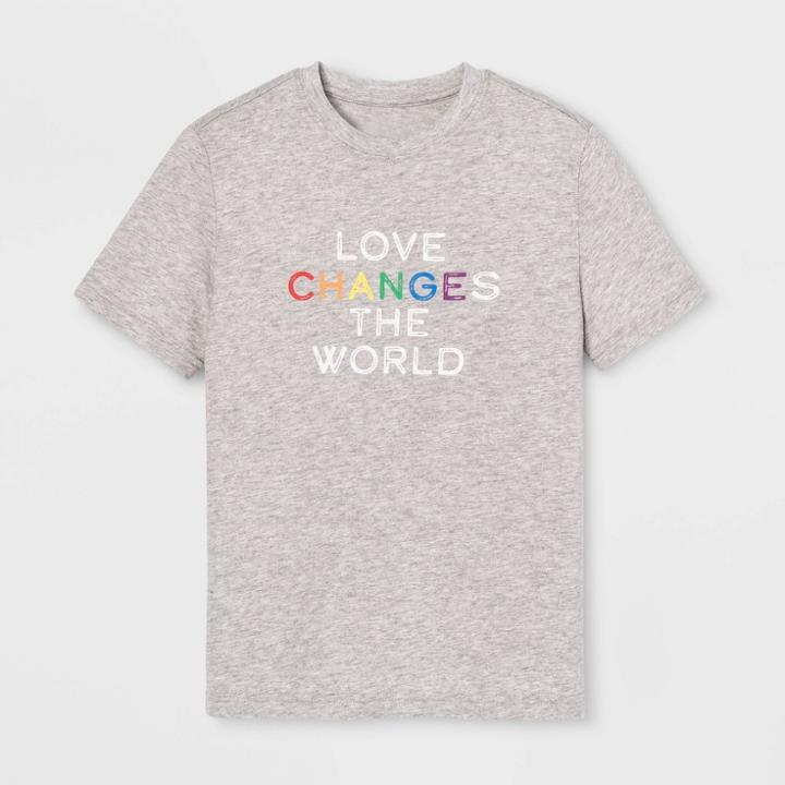 Target Pride Kids' Short Sleeve Love Changes The World T-shirt - Calm Gray