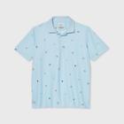 Men's Printed Big & Tall Standard Fit Short Sleeve Collared T-shirt - Goodfellow & Co Light Blue