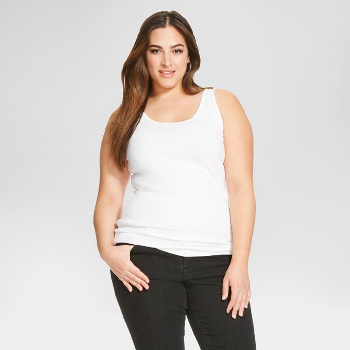 Women's Plus Size Tank Top - Ava & Viv - White