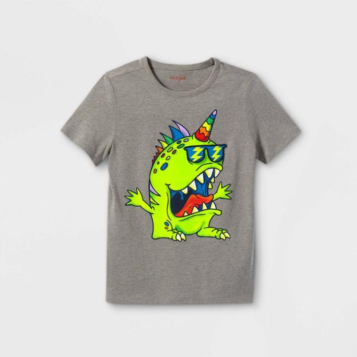 Boys' Rainbow Monster Interactive Short Sleeve Graphic T-shirt - Cat & Jack Heather Gray