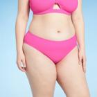 Juniors' Plus Size Ribbed Cheeky Hipster Bikini Bottom - Xhilaration Neon Pink X