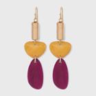 Semi-precious Peach Moonstone And Lilac Lepidolite Worn Gold Drop Earrings - Universal Thread Fuchsia