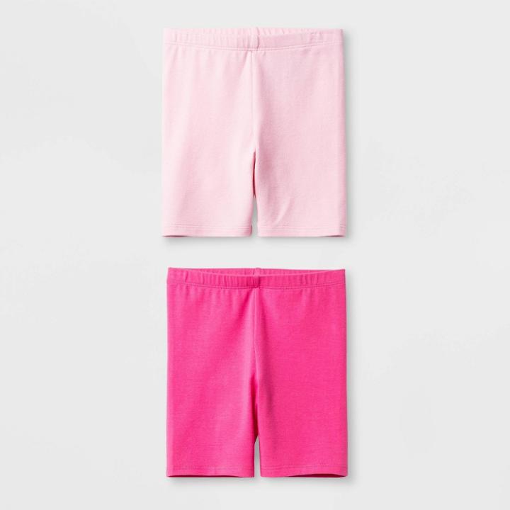 Toddler Girls' Solid 2pk Bike Shorts - Cat & Jack Pink