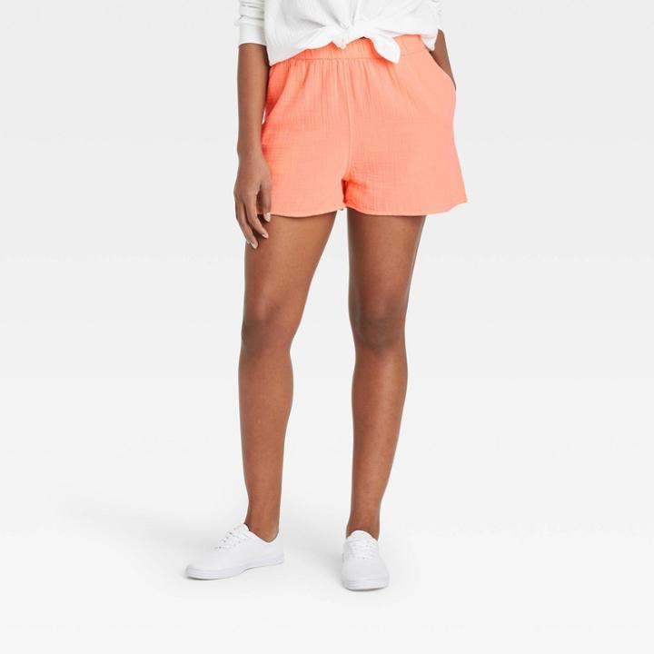 Women's High-rise Pull-on Shorts - Universal Thread Peach
