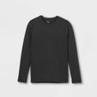 Boys' Long Sleeve Fitted Performance Crewneck T-shirt - All In Motion Black