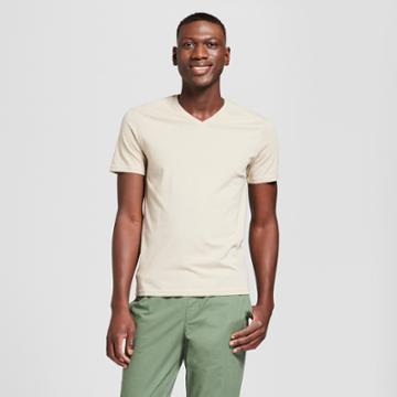 Men's Slim Fit Short Sleeve V-neck T-shirt - Goodfellow & Co Light Taupe