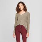 Women's Long Sleeve Cozy Knit Blouse - A New Day Olive (green)