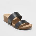 Women's Kerryl Wide Width Wedge Footbed Slide Sandals - Universal Thread Black 5.5w,