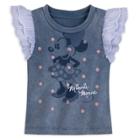 Girls' Disney Minnie Mouse Ruffle Short Sleeve T-shirt - Blue 5-6 - Disney