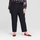 Women's Plus Size Tapered Ankle Pants With Belt - Ava & Viv Black