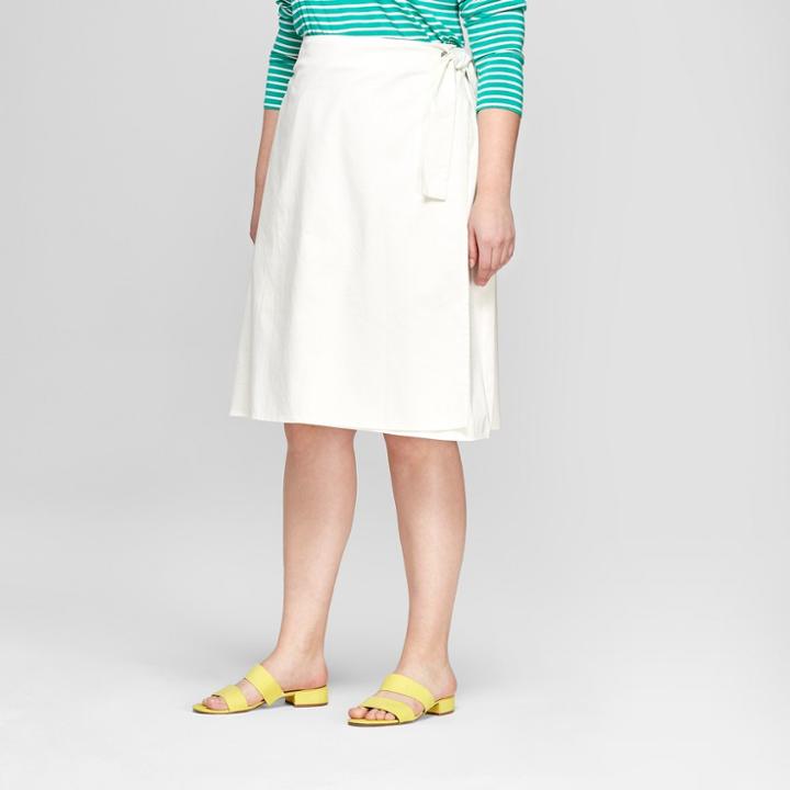 Women's Plus Size Skirt With Tie - Ava & Viv Cream (ivory)