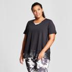 Plus Size Women's Plus Short Sleeve Mesh T-shirt - Joylab Black
