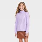 Girls' Ribbed Turtleneck Sweater - Art Class Light Purple