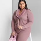 Women's Plus Size Faux Fur Tie-front Cardigan - Wild Fable