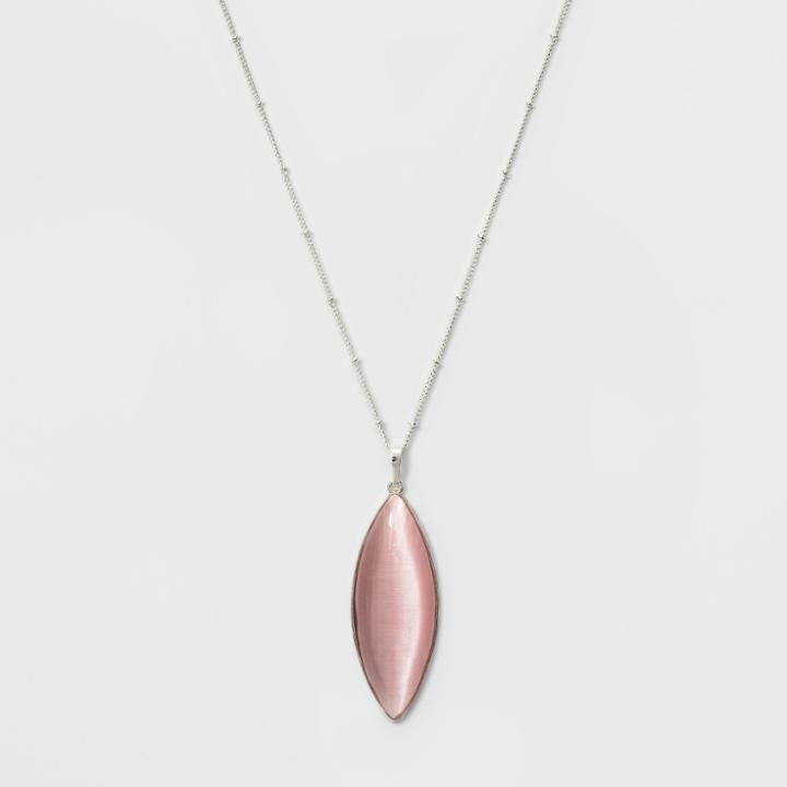 Cateye Long Necklace - A New Day White/pink