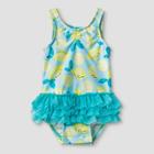 Baby Girls' Tutu One Piece Swimsuit - Cat & Jack Turquoise 3-6m, Girl's, Yellow