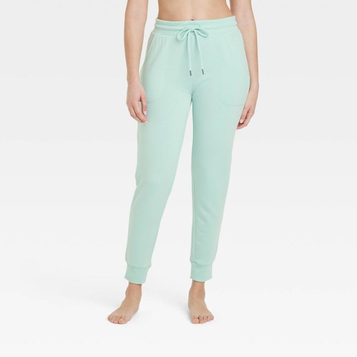 Women's Beautifully Soft Fleece Jogger Pants - Stars Above Green