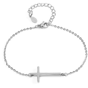 Elya Stainless Steel Sideways Cross Bracelet, Girl's,